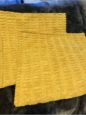 Mustard Yellow Textured Throw Pillow Covers -